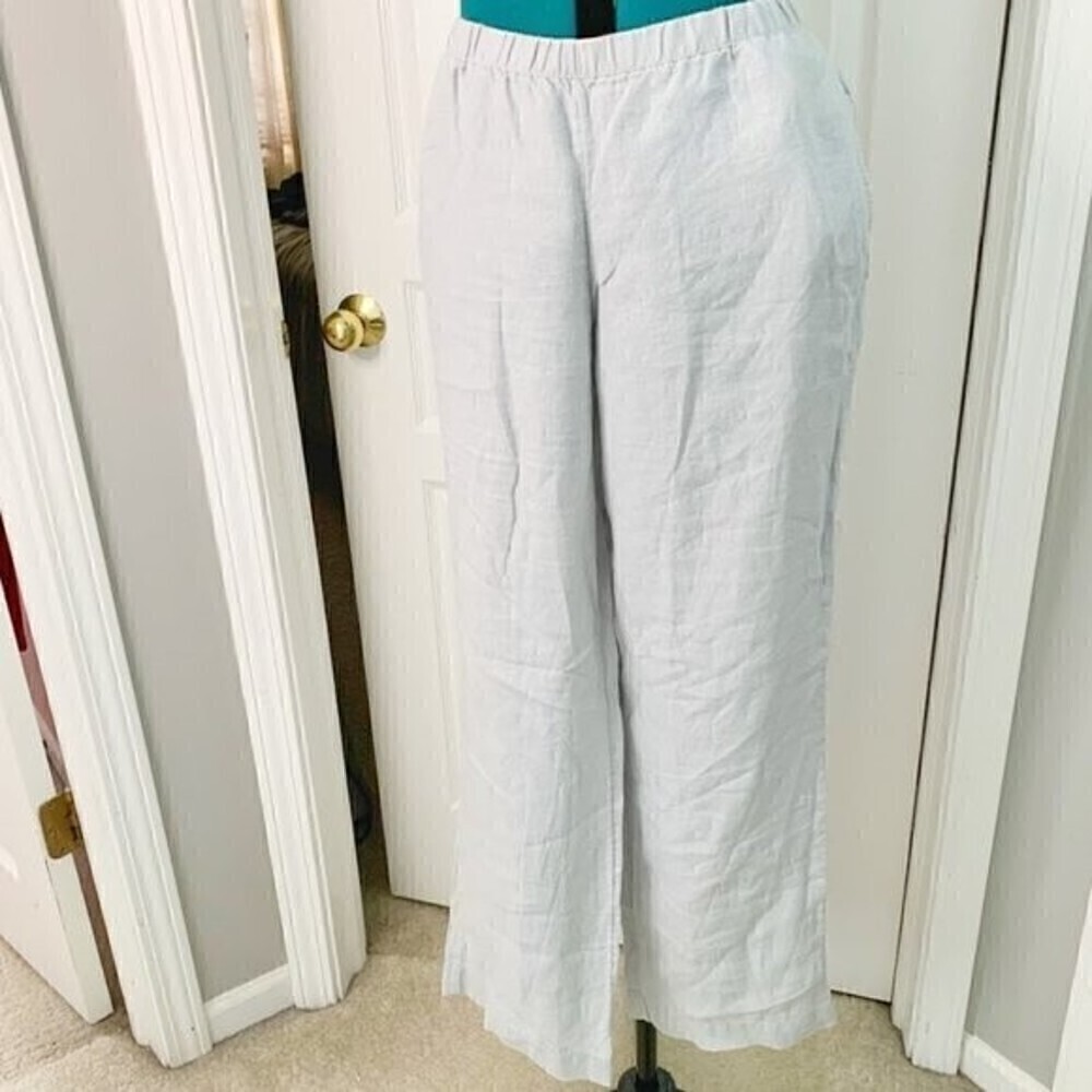 J. Jill Linen Wide Leg Elastic Waist Lagen Look Linen Casual Summer Comfy Pants